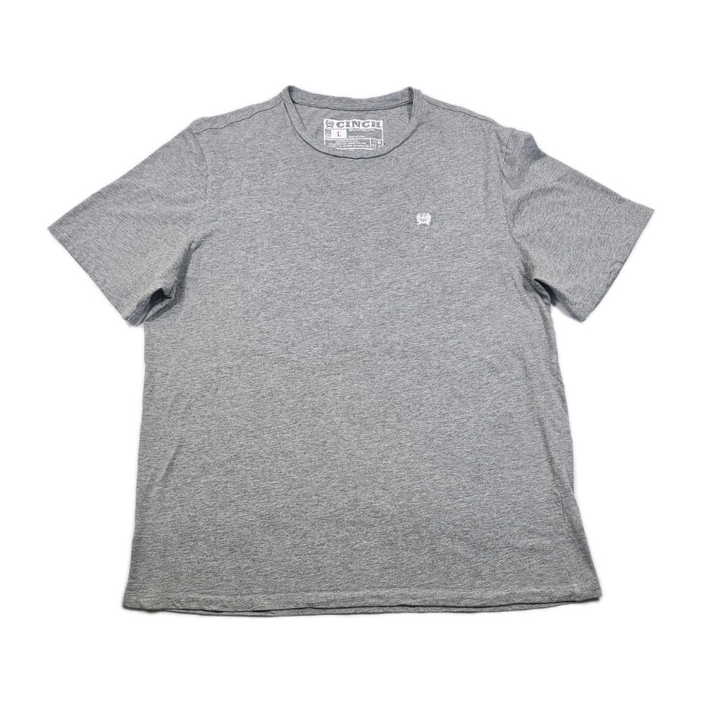 Cinch Lead Dont Follow Mens L White Logo Solid Grey Cotton T-Shirt MTK165000Z